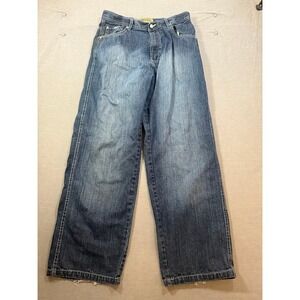 Kenneth David jeans baggy wide leg blue denim pants size 32x30 Hip Hop Y2K